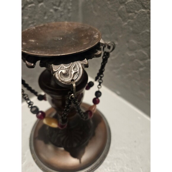 Gothic Metal Beaded Candlestick 6" Made in India - Picture 3 of 7